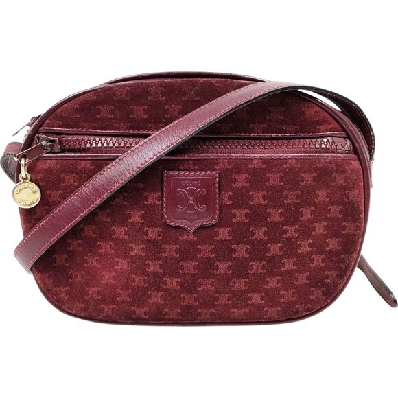 (L4) Authentic Celine Crossbody Bag Bordeaux PVC Luxury Vintage Designer Handbag - Picture 1 of 9